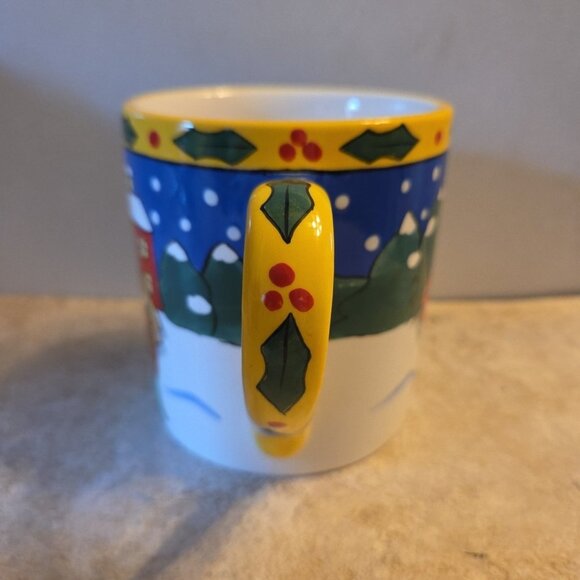 Large 16 Oz Catzilla Cats and Snowmen Coffee Cup 2002 Candace Reiter Ceramic - Picture 4 of 10